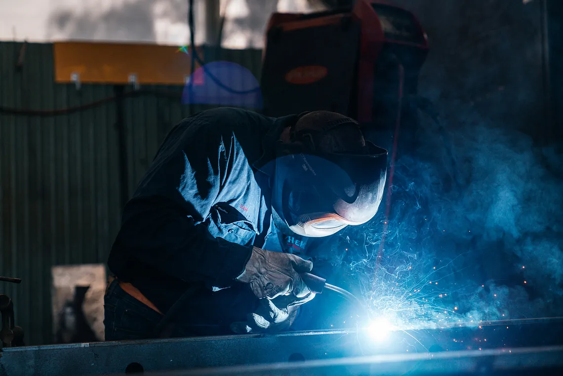 A worker in structural fabrication in Queensland